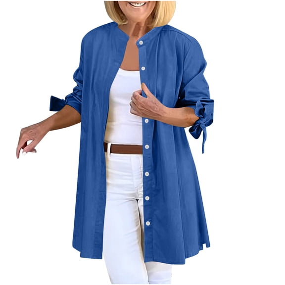 HUJlwoi Shacket for Women Solid Color Lightweight Long Sleeve Tops Button down Shirts Fall Fashion Outerwear Coat Casual Loose Clothes