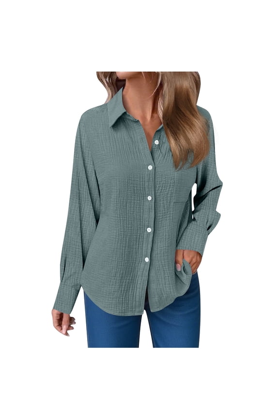 Shackets for Women Loose Trendy Long Sleeve Button down Shirts with Pocket Lapel Fall Fashion Outfits Clothes