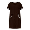 thumbnail image 1 of HUJlwoi Short Sleeve Sleepshirt for Women Soft Pockets Robe Nightshirt Loose Zip up Housecoat Casual Plain Bathrobe Nightgown, 1 of 5