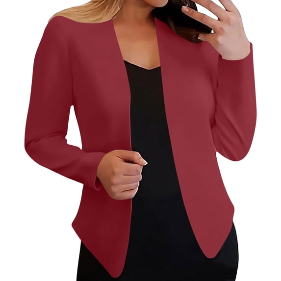 HUJlwoi Suit Jackets for Women Open Front Breathable Cardigan Long Sleeve Fashion Outerwear Casual Business Office Coats