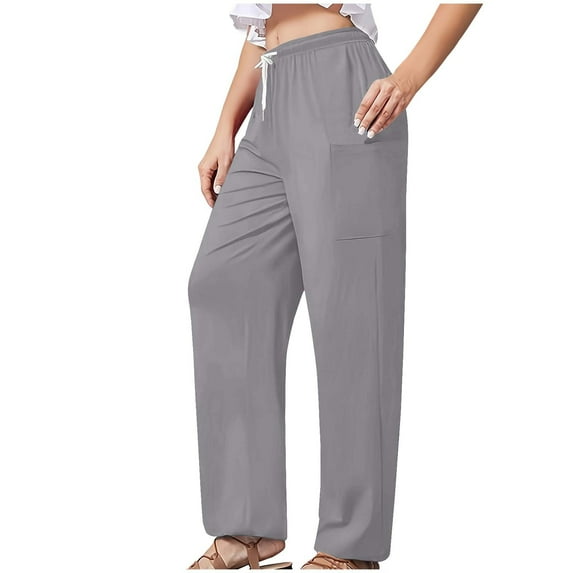 HUJlwoi Sweatpants for Women Lightweight Casual Elastic Waist Baggy Cinch Bottom Trousers Soft Comfy Pants with Pockets
