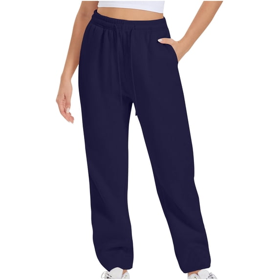 HUJlwoi Sweatpants for Women Lightweight Solid Color Straight Leg Pockets Pants for Outdoor Hiking Travel Fashion Trousers
