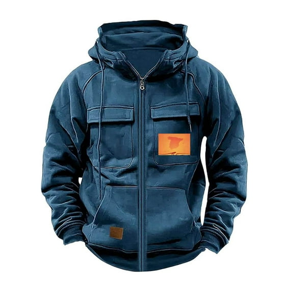 HUJlwoi Sweatshirt for Men Long Sleeve Full Zip Up Coats Casual Workout Athletic Hooded Tops Outerwear with Pocket M-XXXL