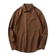 thumbnail image 1 of HUJlwoi T Shirts for Men Lightheight Cotton Button down Lapel Shirt Soft Comfy Long Sleeve Tee Casual Fall Fashion Outfits, 1 of 3