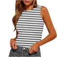 thumbnail image 1 of HUJlwoi Tank Tops for Women Lightweight Sleeveless Striped T Shirts Casual Round Neck Fitted Tee Summer Clothes Outfits, 1 of 4