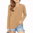 thumbnail image 1 of HUJlwoi Toddler Kids Long Sleeve Tops Baby Girls Lightweight V Neck Base Layer Shirts Casual Comfort Undershirt 3-14 Y, 1 of 5