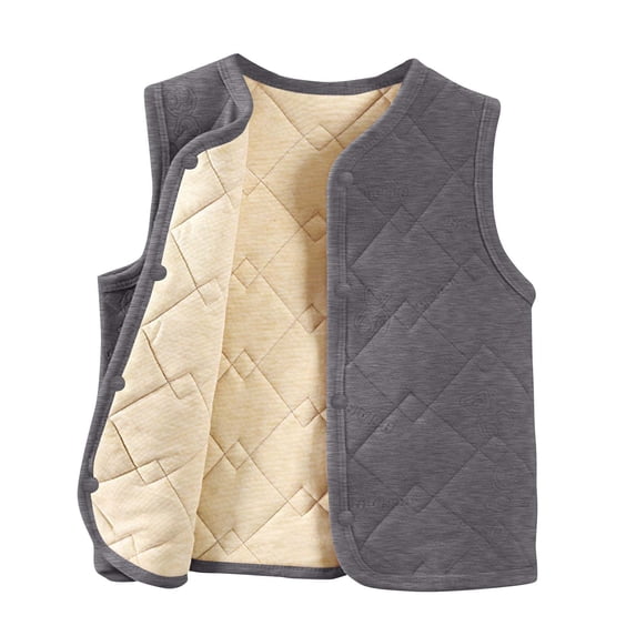 HUJlwoi Toddler Kids Vest Thermal Sleeveless Button Down Coats Baby Boys Girls Fall Winter Warm Outerwear 4-16 Years