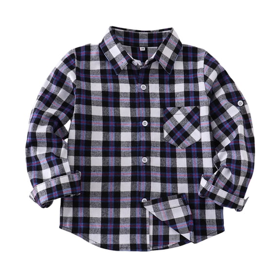 HUJlwoi Toddler Outfits Girls Boys Plaid Shirt Long Sleeve Button Down Jacket Casual Lapel Shacket Coat Fall Winter Outerwear 1-13 T