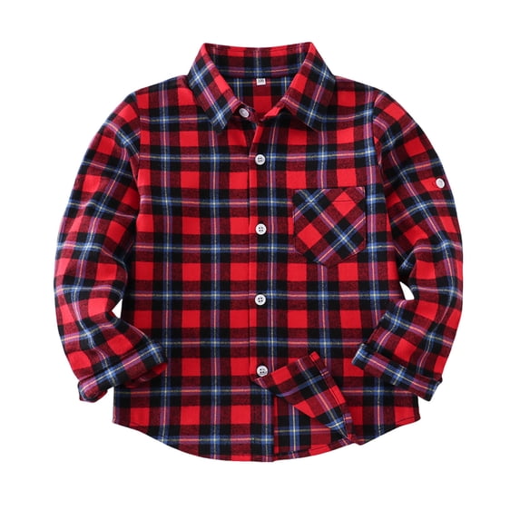 HUJlwoi Toddler Outfits Girls Boys Plaid Shirt Long Sleeve Button Down Jacket Casual Lapel Shacket Coat Fall Winter Outerwear 1-13 T