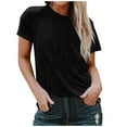 thumbnail image 1 of HUJlwoi Tshirts Shirts for Women Basic Solid Color Round Neck Spring Summer Tops Workout Loose Fit Comfy Tees Classic Short Sleeve Clothes, 1 of 6