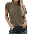 thumbnail image 1 of HUJlwoi Tshirts Shirts for Women Basic Solid Color Round Neck Spring Summer Tops Workout Loose Fit Comfy Tees Classic Short Sleeve Clothes, 1 of 6