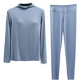 thumbnail image 1 of HUJlwoi Two Piece Outfits Womens Matching Pajamas Set Mock Neck Padded Sleepwear with Leggings Pj Set Thermal Loungewear, 1 of 2