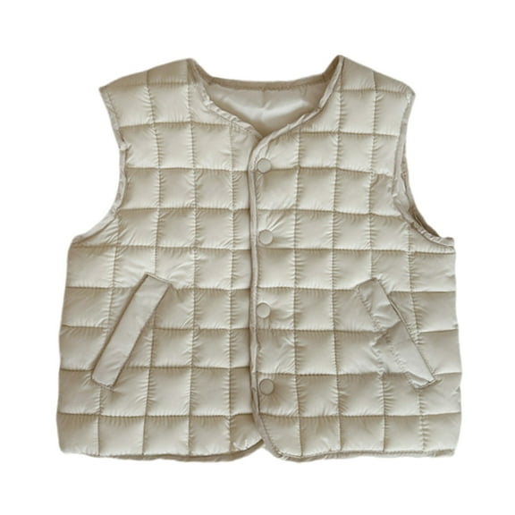 HUJlwoi Unisex Baby Soft Vest Lightweight Sleeveless Quilted Jacket Button Down Coat with Pockets Infant Toddler Outerwear 2-13 Y
