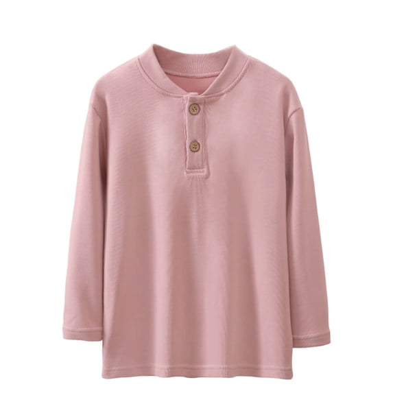 HUJlwoi Unisex Baby Underwear Crew Neck Long Sleeve Button Tops Teens Casual Basic Fall Base Layer Shirt Comfort Winter Clothes