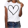 thumbnail image 1 of HUJlwoi Valentines Shirts for Women Lightweight Heart Printed Tops Crewneck Short Sleeve Loose Fit T-Shirt Summer Clothes, 1 of 6