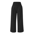 thumbnail image 1 of HUJlwoi Wide Leg Pants Woman Cotton Linen Fold over Waist Loose Flowy Trousers with Pockets Comfortable Trendy Pants, 1 of 5