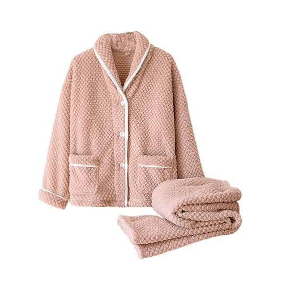 HUJlwoi Women Flannel Fleece Pajama Sets Sherpa Long Sleeve 2 Piece Pj Sets Fuzzy Warm Button down Sleepwear Matching Clothing