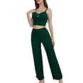 thumbnail image 1 of HUJlwoi Women Lace Trim Pajama Sets Ribbed Knitted Cami Two Pieces Lounge Clothes Sets Sleeveless Pjs Sets Button up Sleepwear with Pants, 1 of 6