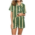 thumbnail image 1 of HUJlwoi Women Printed Pajama Sets Classic 2 Piece Pj Sets Button down Pocket Shirts Lounge Sets Short Sleeve Sleepwear with Shorts, 1 of 5