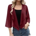 thumbnail image 1 of HUJlwoi Women's Cardigans Open Front Breathable Solid Color Tops 3/4 Sleeve Elegant Trendy Outerwear Beach Cover Ups, 1 of 7