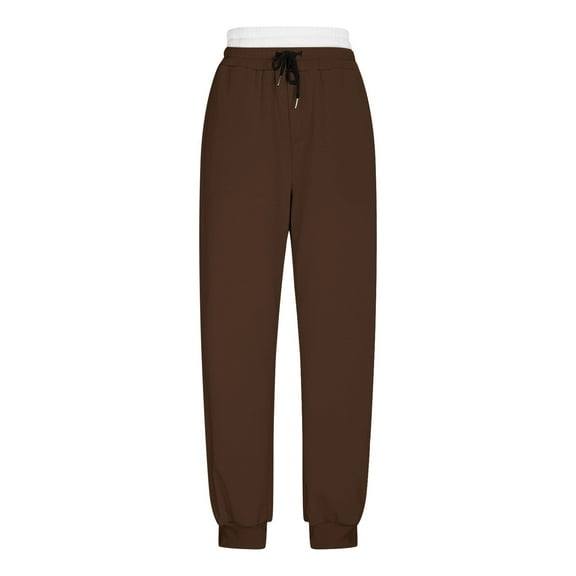 HUJlwoi Women's Pants Lightweight Casual Drawstring Elastic Waist Loose Cinch Bottom Pants Comfortable Trousers with Pockets