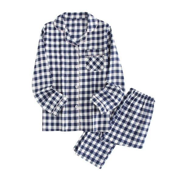 HUJlwoi Women's Plaid Pajama Sets Long Sleeve Pj Sets Button down 2 Piece Sleepwear Outfits with Pocket Long Pants Cozy Lounge Sets