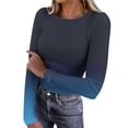 thumbnail image 1 of HUJlwoi Women's Ribbed Tops Long Sleeve Crew Neck Slim Fit Knit Pullover Sweater Basic Casual Stretch Layering Tee Shirts, 1 of 7