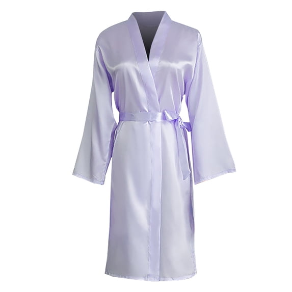 HUJlwoi Women's Satin Robe Silk Long Sleeve Bathrobe Lightweight Comfort Robes Soft Loungewear Wedding Party Sleepwear M-XXL