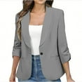 thumbnail image 1 of HUJlwoi Women's Suit Jackets 3/4 Sleeve Pleated Outerwear Tops with Pocket Trendy Elegant Business Coats Comfy Blazer, 1 of 7