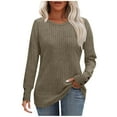 thumbnail image 1 of HUJlwoi Women's Sweatshirt Crew Neck Ribbed Knit Button Long Sleeve Tops Loose Trendy Pullover Comfy Sweater Warm Fall Winter Clothes, 1 of 7