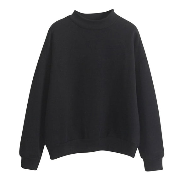 HUJlwoi Women's Sweatshirts Loose Comfy Crew Neck Long Sleeve Tops Solid Color Lightheight Pullover Warm Winter Clothes