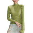 thumbnail image 1 of HUJlwoi Women's Thermal Tops Solid Color Long Sleeve Mock Turtle Neck Undershirt Casual Fall Winter Ribbed Blouse Basic Base Layer, 1 of 7