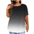 thumbnail image 1 of HUJlwoi Women's Tops Gradient Short Sleeve Plus Size Tee Summer Fashion Clothes Round Neck Classic Loose T Shirts L-5XL, 1 of 5
