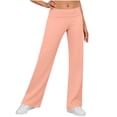 thumbnail image 1 of HUJlwoi Women's Yoga Pants Fold over Waist Straight Leg Soft Comfy Pants for Workout Gym Running Stretchy Trousers, 1 of 5