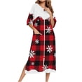 thumbnail image 1 of HUJlwoi Womens Christmas Robe 3/4 Sleeve Printed Loungewear Long Bathrobe Pockets Zipper Housecoat Side Split Nightgown, 1 of 7