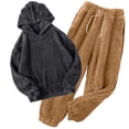 thumbnail image 1 of HUJlwoi Womens Fleece Pajama Sets 2 Piece Outfits Fluffy Warm Hooded Pullover Pants Set Fuzzy Thermal Loungewear Tracksuits, 1 of 4