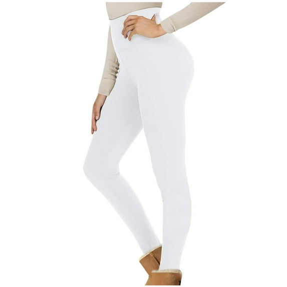 HUJlwoi Womens Leggings Thermal Comfy High Waist Butt Lifting Sherpa Lined Yoga Pants Slim Fit Casual Warm Winter Tights