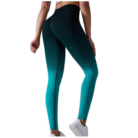 HUJlwoi Womens Leggings Trendy Gradient High Waisted Butt Lifting Yoga Pants Comfy Workout Gym Athletic Pull on Trousers