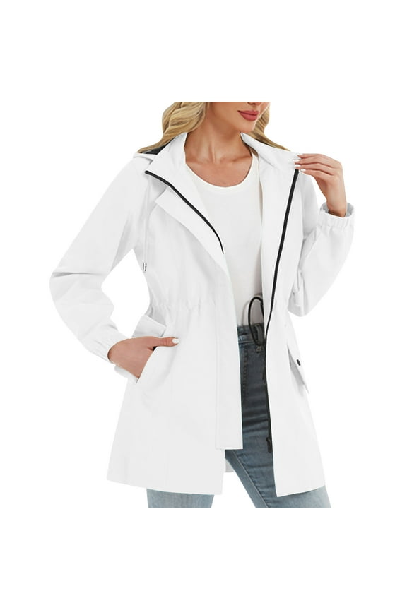 Womens Lightweight Jackets Hooded Windbreaker Long Sleeve Coats with Pocket Outdoor Athletic Hiking Workout Outerwear Clothes