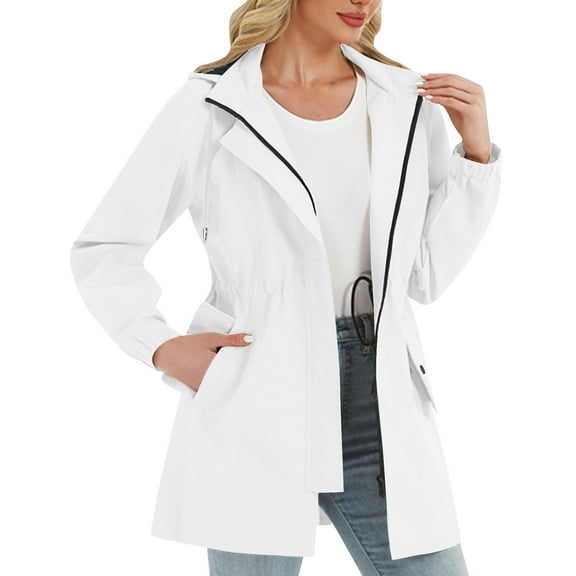 HUJlwoi Womens Lightweight Jackets Hooded Windbreaker Long Sleeve Coats with Pocket Outdoor Athletic Hiking Workout Outerwear Clothes