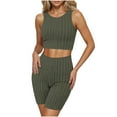 thumbnail image 1 of HUJlwoi Womens Loungewear Set Ribbed Sleeveless Slim Fit Pajama Tank Tops with Shorts Fashionable Solid Color Ladies Sleepwear 2025, 1 of 4