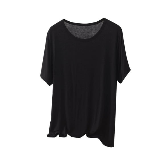 HUJlwoi Womens Plus Size Tops Casual Short Sleeve Round Neck Sleep Shirt Solid Color Pajama Tee Summer Fashion Clothes