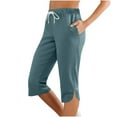 thumbnail image 1 of HUJlwoi Womens Sweatpants Summer Clothes Elastic Waist Capri Pants Casual Comfy Athletic Workout Trousers with Pockets, 1 of 7