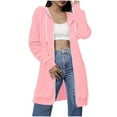 thumbnail image 1 of HUJlwoi Womens Sweatshirts Lightweight Drawstring Long Sleeve Zip up Hooded Jacket Coats with Pockets Casual Loose Outerwear, 1 of 6