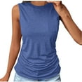 thumbnail image 1 of HUJlwoi Womens Tank Tops Ruched with Boat Neck Tunic Shirts Fashionable Solid Color Pocket Blouses Summer Wrokout Casual Sleeveless Clothes, 1 of 6