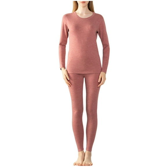 HUJlwoi Womens Two Piece Thermal Underwear Warm Comfy Base Layer Top and Bottom Set Matching Clothing for Cold Weather