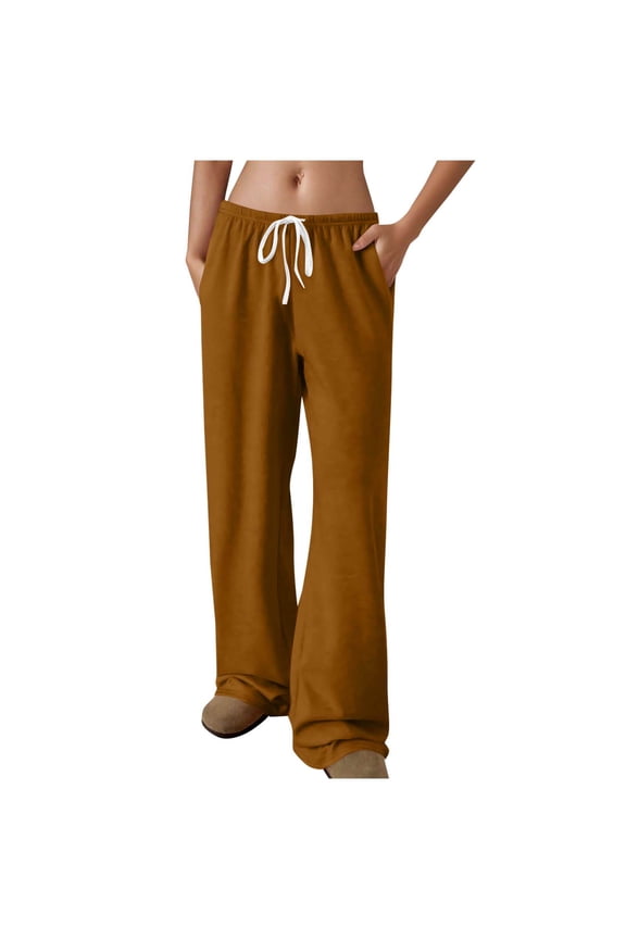 Womens Wide Leg Pants Lightweight Comfy Elastic Waist Pocket Pants for Beach Vacation Stretchy Travel Trousers