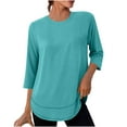 thumbnail image 1 of HUJlwoi Womens Workout Tops 3/4 Sleeve Shirts with Sun Protection Trendy Outdoor Gym Hiking Outfits Athletic Running Blouses, 1 of 6