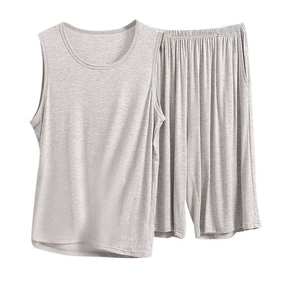HUJlwoi Womens and Mens Plus Size Pajama Sets Crew Neck Sleeveless Tops and Loose Shorts Set Summer Clothes 2 Piece Pj Set