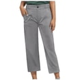 thumbnail image 1 of HUJlwoi Work Pants Women Lightweight High Waist Straight Leg Cropped Pants Dressy Elegant Business Office Pockets Trousers, 1 of 1